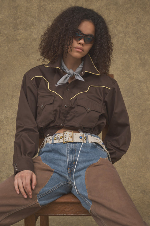 WESTERN COWBOY SHIRT -BROWN-