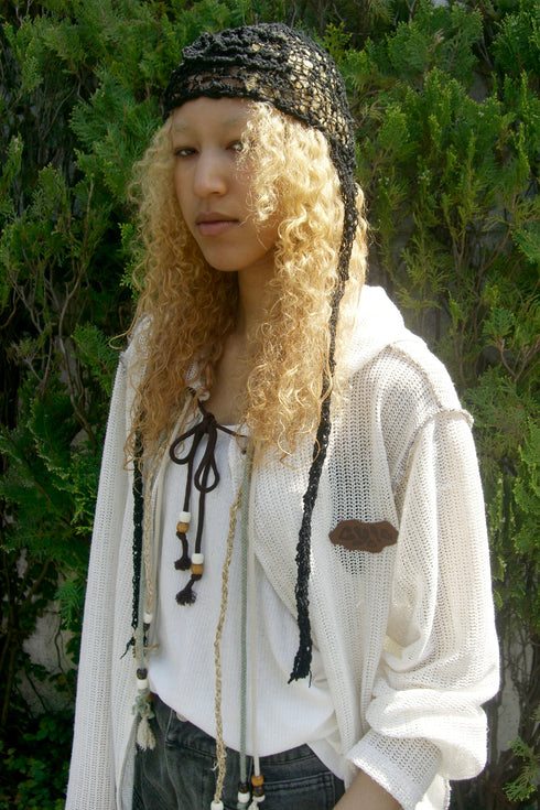 【RESTOCK】BOHO BEADED SUMMER MESH ZIP-UP HOODIE -IVORY- *Last1