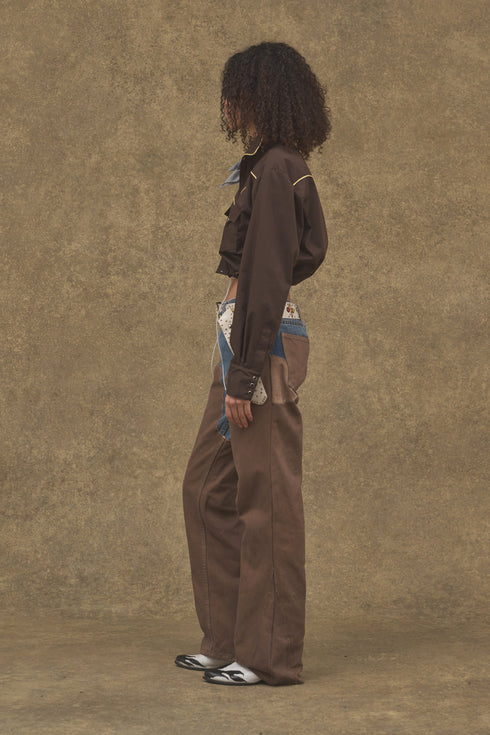 WESTERN COWBOY SHIRT -BROWN-