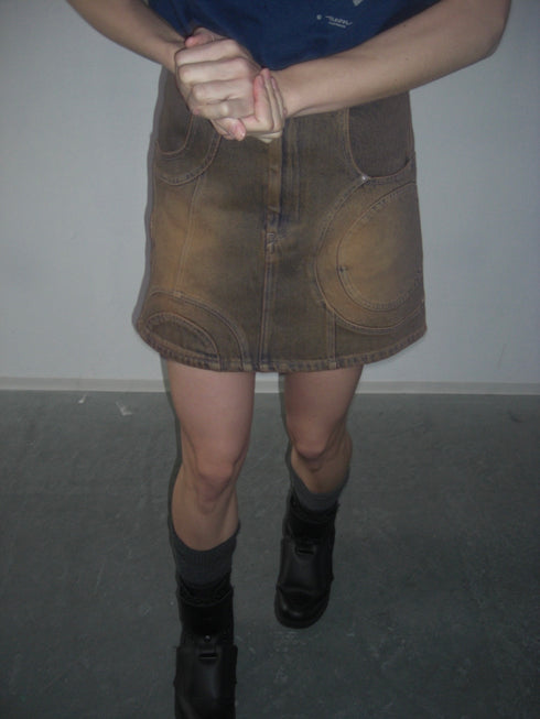 【RESTOCK】CIRCLE CUT-OUT MINI SKIRT -RUSTED BROWN- *Last1