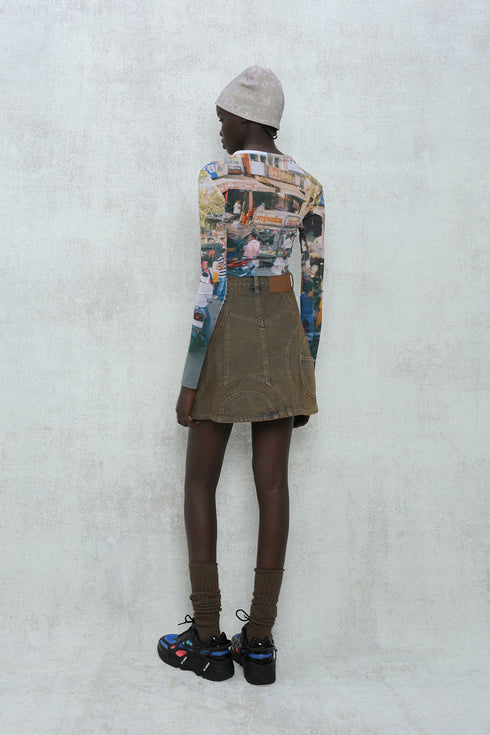 【RESTOCK】CIRCLE CUT-OUT MINI SKIRT -RUSTED BROWN- *Last1