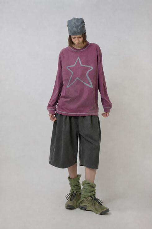 FEUERGOD × Cycle STAR LONG SLEEVE TEE -DARK RED-
