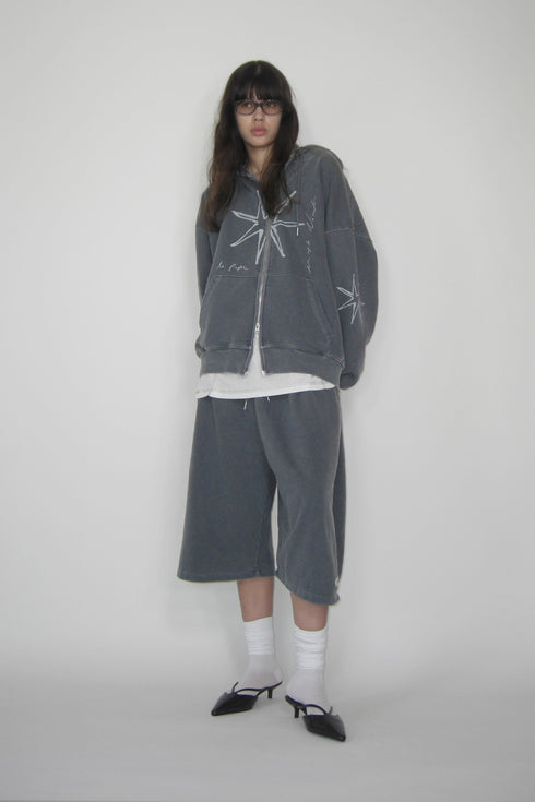 Mayte × Cycle ECHO STAR WASHED ZIP-UP HOODIE -GRAYISH BLUE-