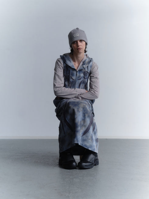 UNALOME SLEEVELESS HOODIE -TIE-DYE BLUE-