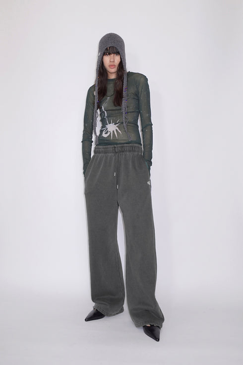 LOGO WASHED SWEAT PANTS -CHARCOAL-