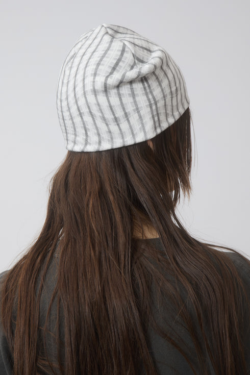 WAVY CHECK BEANIE -GRAY MIX-