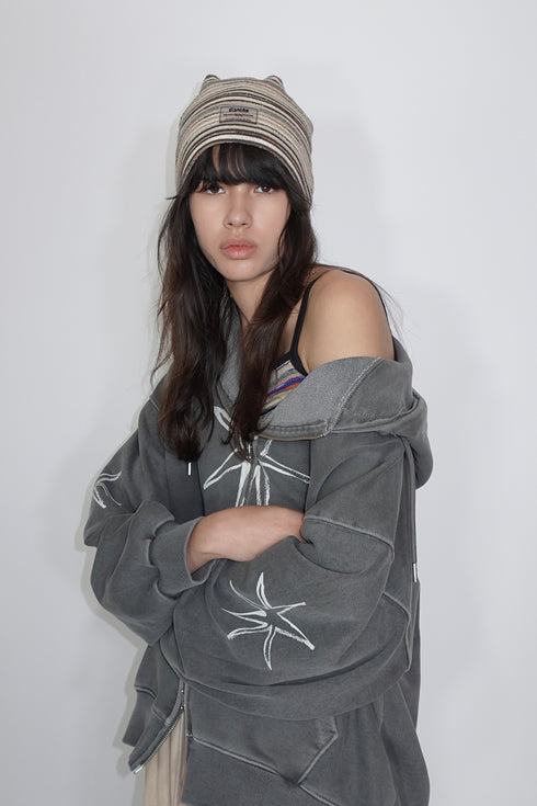 【RESTOCK】SUMMER KNIT BORDER BEANIE -BROWN MIX-