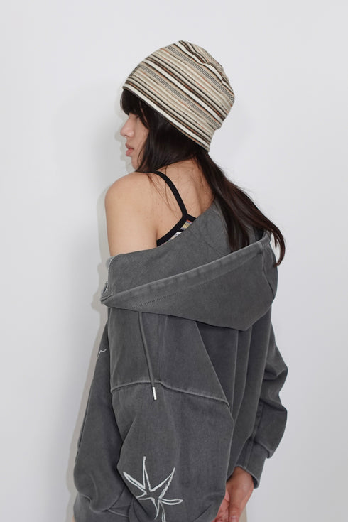 【RESTOCK】SUMMER KNIT BORDER BEANIE -BROWN MIX-