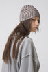 WAVY CHECK BEANIE -BROWN MIX-