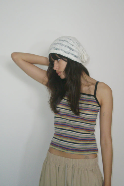 【RESTOCK】SHEER KNITTED BEANIE -IVORY-