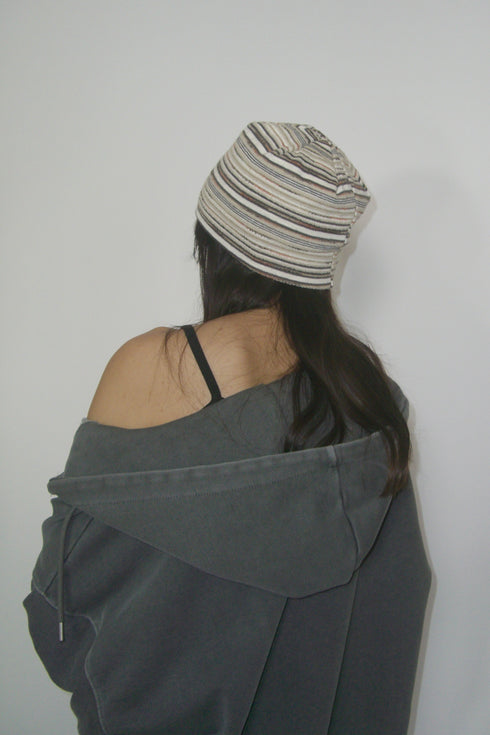 【RESTOCK】SUMMER KNIT BORDER BEANIE -BROWN MIX-