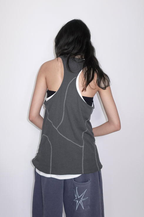 EXPOSED SEAMS TANK TOP -CHARCOAL- *Last1