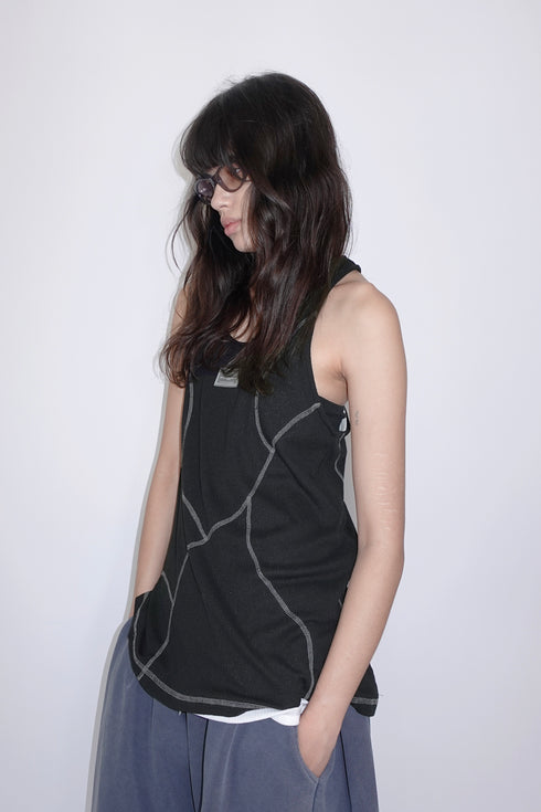 EXPOSED SEAMS TANK TOP -BLACK- *Last1