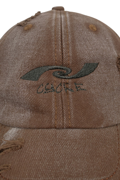 【RESTOCK】WASHED EMBROIDERY LOGO CAP -WASHED BROWN-