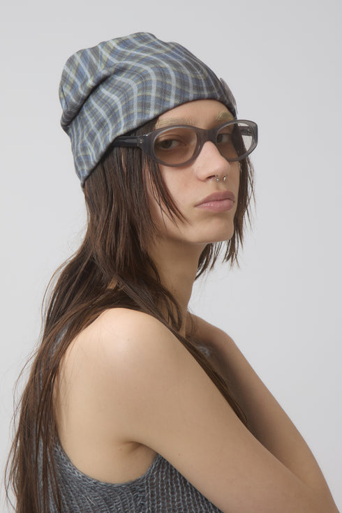 WAVY CHECK BEANIE -BLUE MIX-