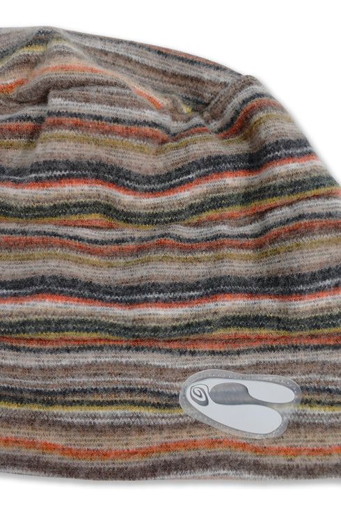 MULTI STRIPE BEANIE -ORANGE × BROWN-