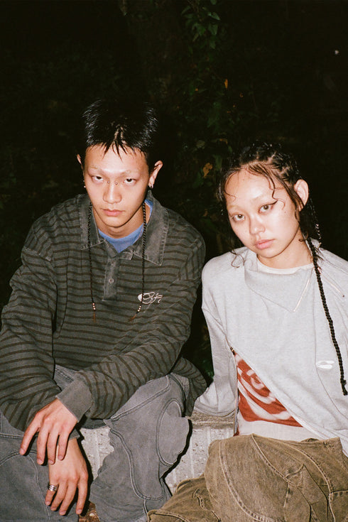 ZIP-UP DECONSTRUCTED SWEAT TOPS -GRAY-