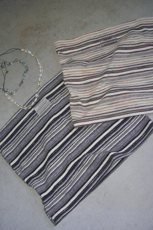 SUMMER KNIT BORDER TUBE TOP -BLACK MIX-