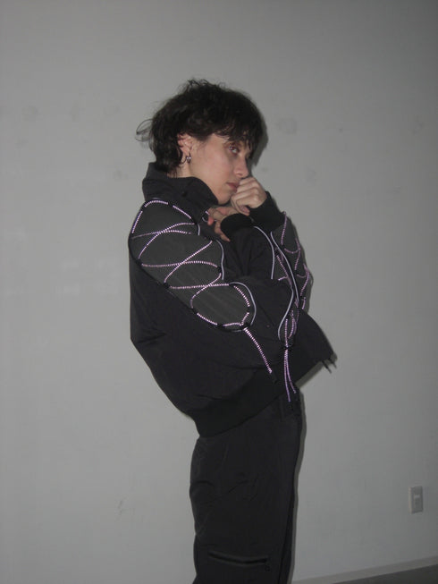 CODE MAZE ECO FABRIC BOMBER JACKET -BLACK (BAMBOO CHARCOAL)-