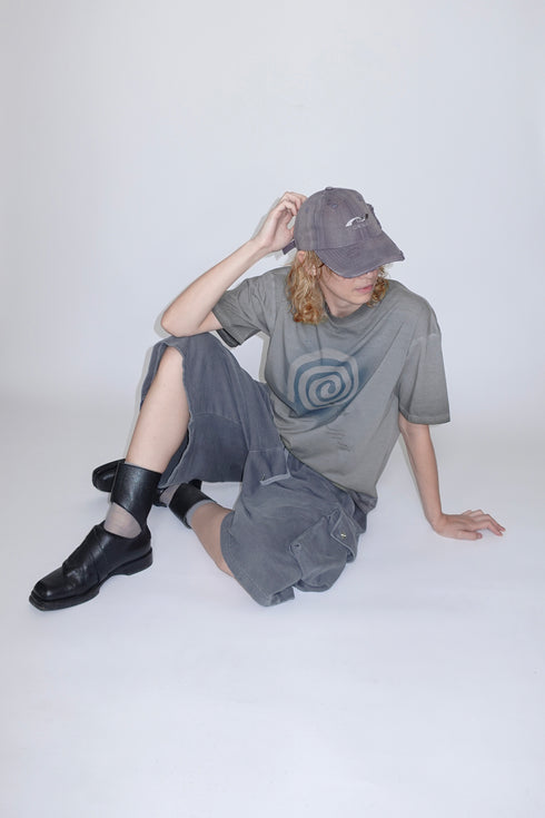 PAINTED SPIRAL WASHED TEE -CHARCOAL- *Last1