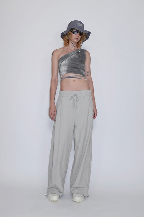TIE-DYE ASYMMETRY WRAP TANK TOP -CHARCOAL- *Last1