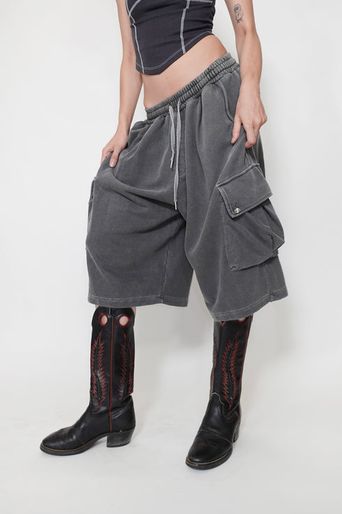 【RESTOCK】WASHED CARGO HALF PANTS -CHARCOAL-