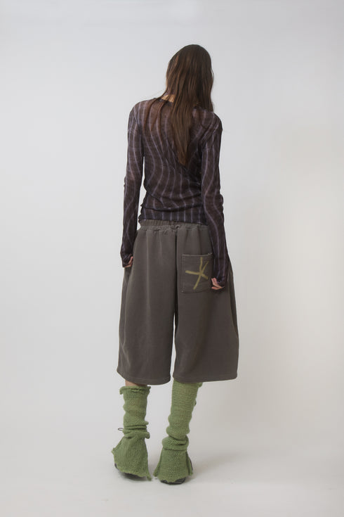 SPELL WAVE PLAID SECOND SKIN TOPS -DARK BROWN MIX-