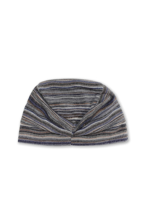 MULTI STRIPE BEANIE -BLUE × BROWN-