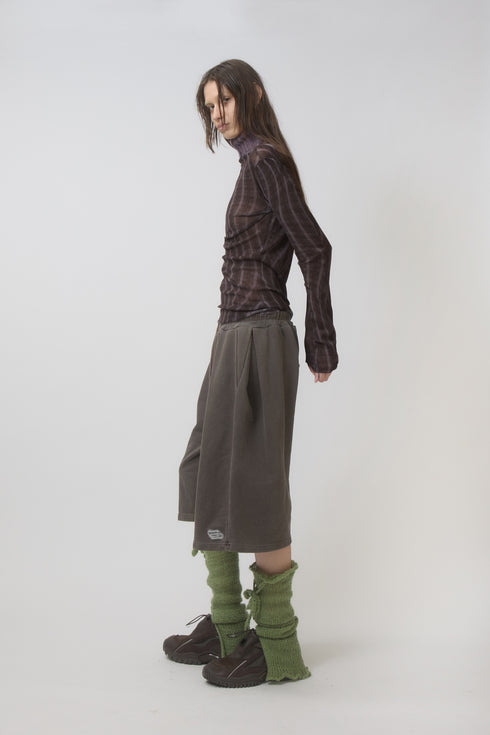 SPELL WAVE PLAID SECOND SKIN TOPS -DARK BROWN MIX-