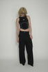 BACK SLIT STITCH TANK TOP -BLACK-