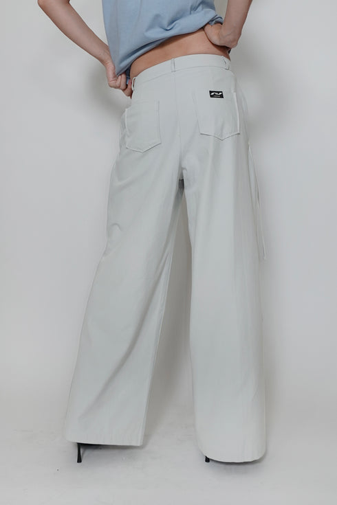 DRAW CODE SPIRAL BUTTON PANTS -ICE GRAY-