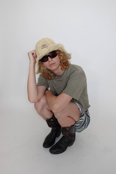 SUMMER STRAW TULIP HAT -SAND-