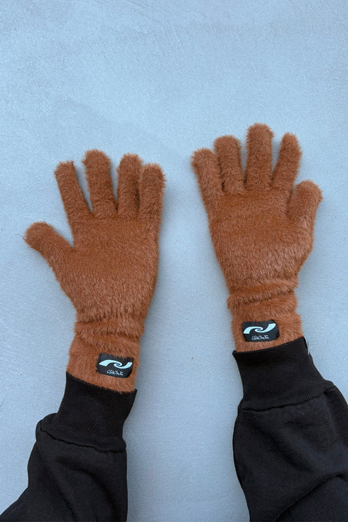 SPIRAL FLUFFY GLOVES -CAMEL- *Last1