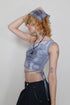 TIE-DYE ASYMMETRY WRAP TANK TOP -INDIGO-