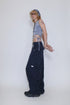 TIE-DYE ASYMMETRY WRAP TANK TOP -INDIGO-