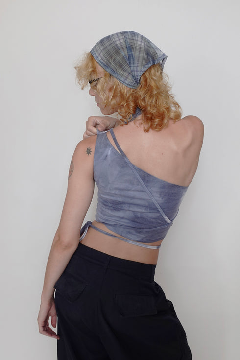 【RESTOCK】SHEER CHECK SCARF -BLUE-