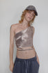 TIE-DYE ASYMMETRY WRAP TANK TOP -BROWN-