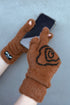 SPIRAL FLUFFY GLOVES -CAMEL- *Last1