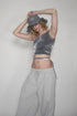 TIE-DYE ASYMMETRY WRAP TANK TOP -CHARCOAL- *Last1