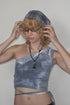 TIE-DYE ASYMMETRY WRAP TANK TOP -INDIGO-