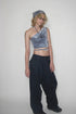 TIE-DYE ASYMMETRY WRAP TANK TOP -INDIGO-