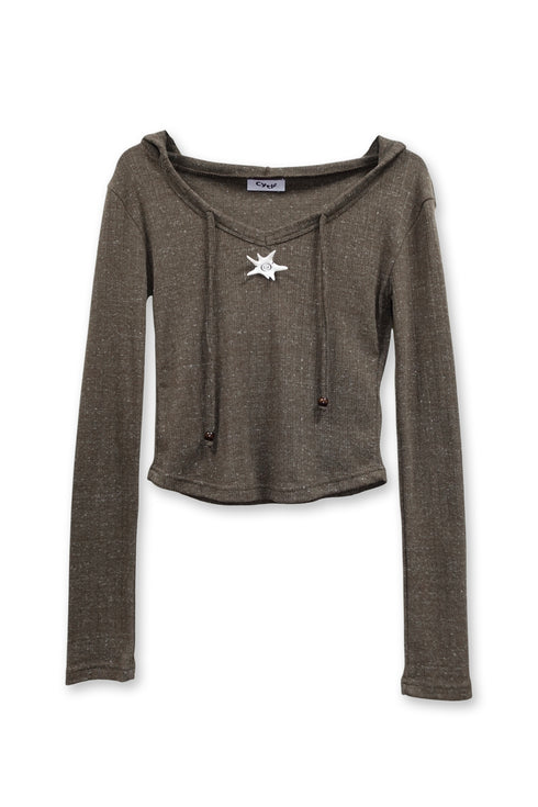 【PRE-ORDER】SPIRAL STAR TIGHT HOODIE -BROWN-