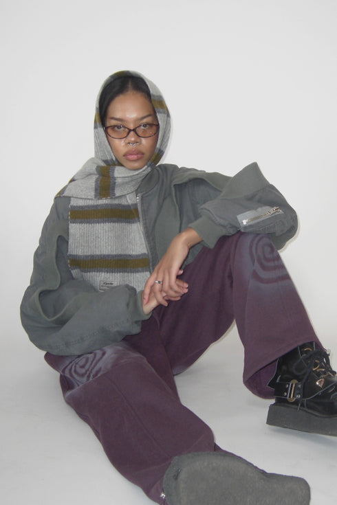 【PRE-ORDER】MULTI STRIPE KNIT MUFFLER -GRAY MIX-