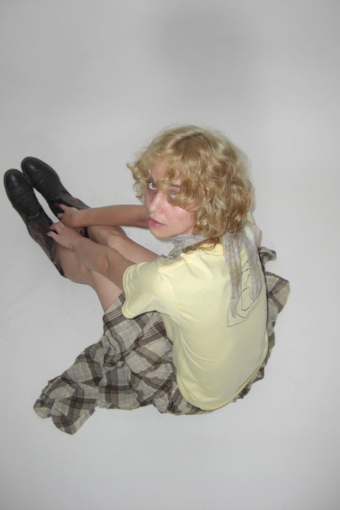 TARTAN CHECK TUCK SKIRT -BROWN-