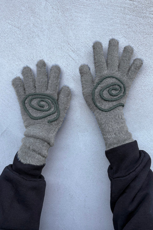 SPIRAL FLUFFY GLOVES -CHARCOAL- *Last1