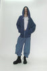 NYLON TUCK STITCH PANTS -STEEL BLUE-