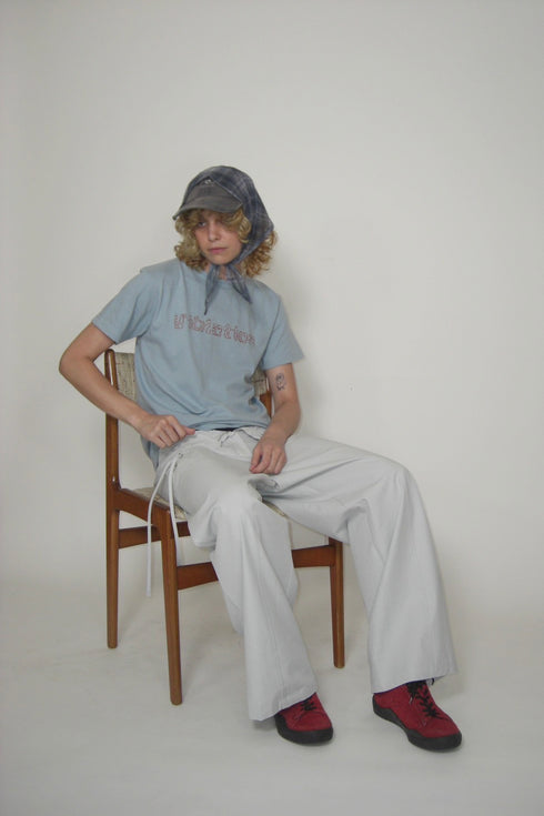 DRAW CODE SPIRAL BUTTON PANTS -ICE GRAY-