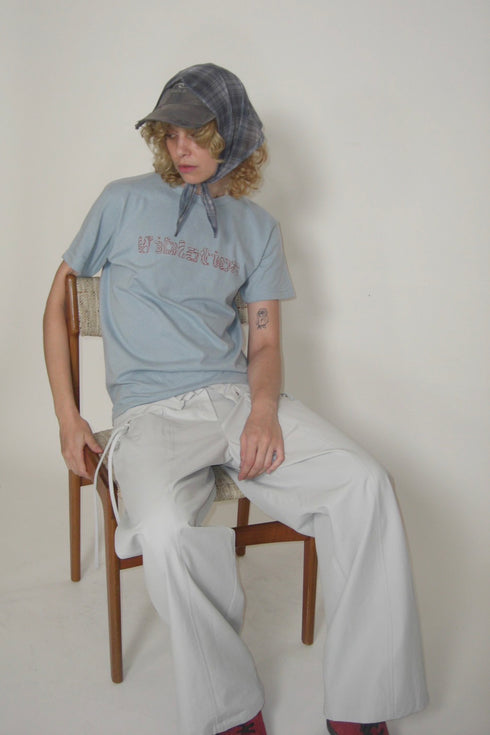 DRAW CODE SPIRAL BUTTON PANTS -ICE GRAY-