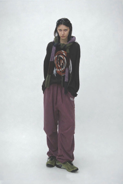 FADED STACK TUCK PANTS -BURGUNDY-