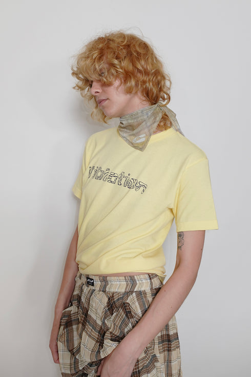 SHEER CHECK SCARF -YELLOW KHAKI-